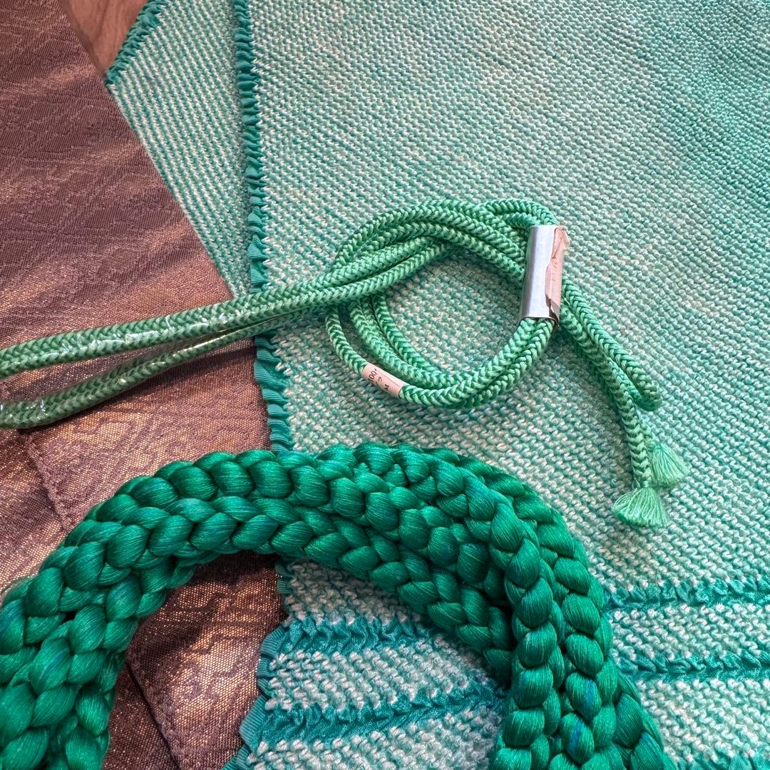 超美品　振袖　帯揚　帯締　髪飾　半衿　6点セット　着物小物　ターコイズブルー