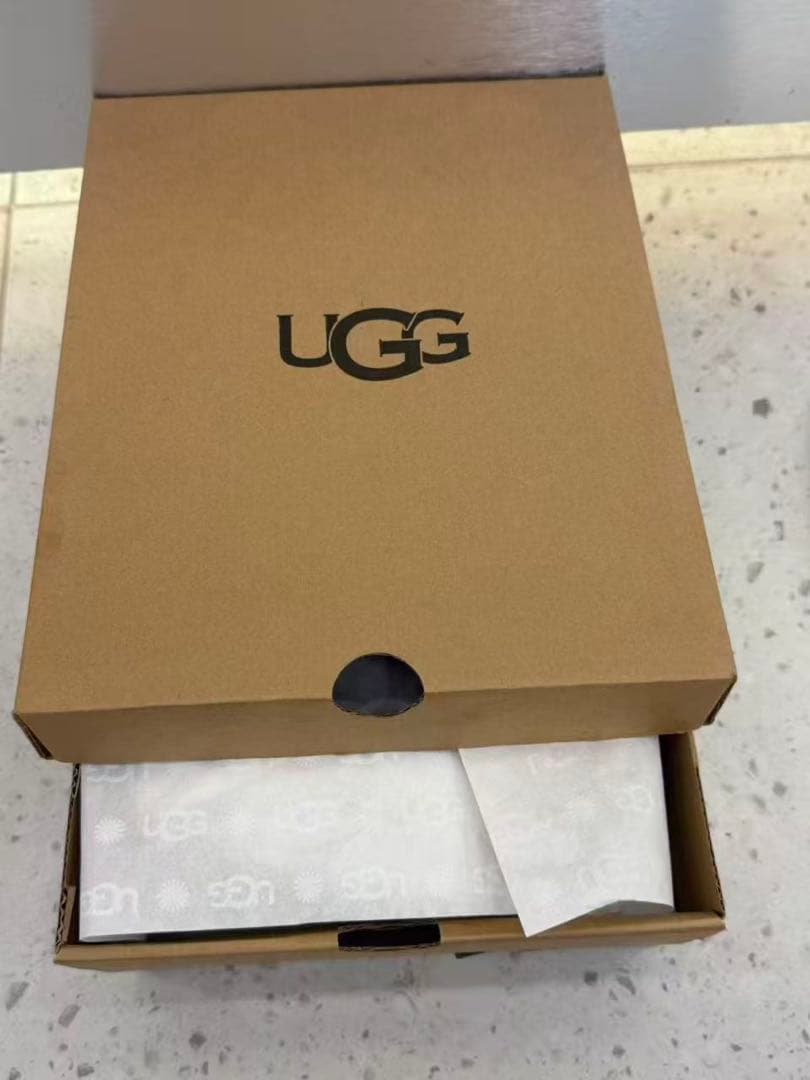 UGG スリッパ 38 平底 ムートン ファー スエード ベージュ レディース