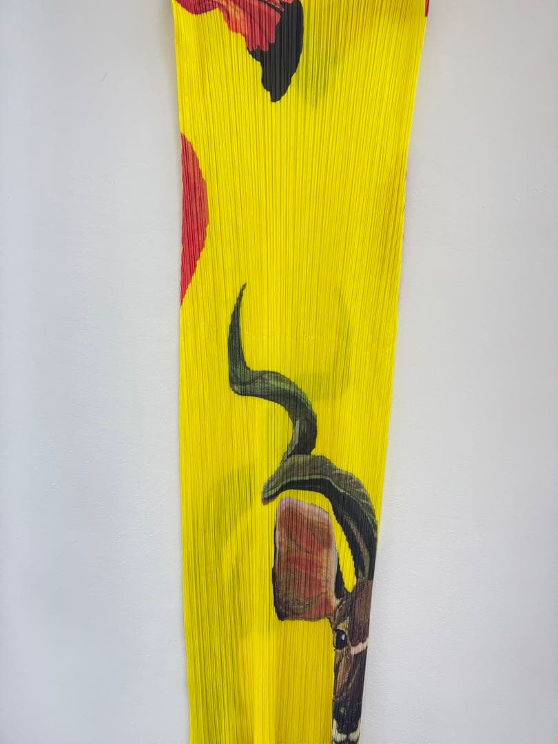 極美品ISSEY MIYAKE プリーツ フラミンゴ柄 ワンピース