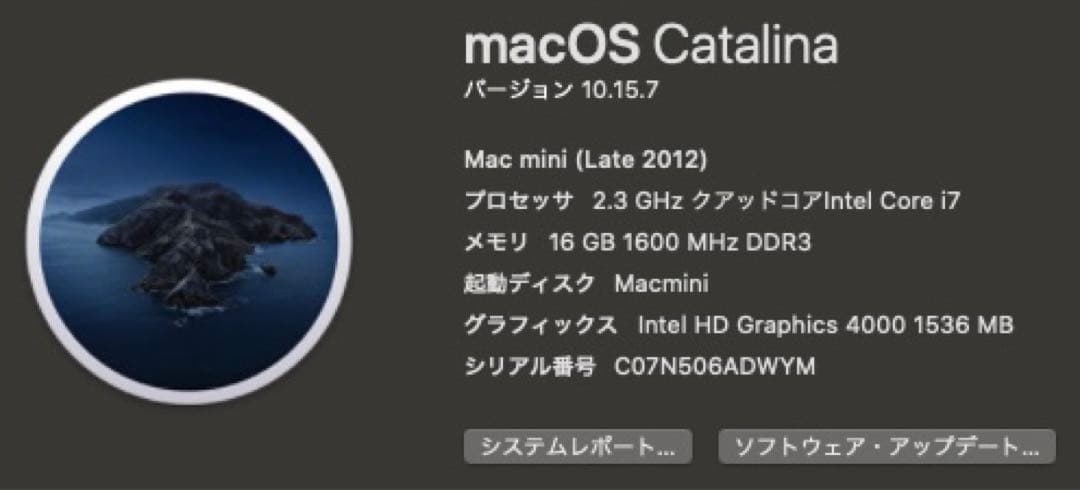 Mac mini Late2012 Core i7 16GB SSD HDD内蔵