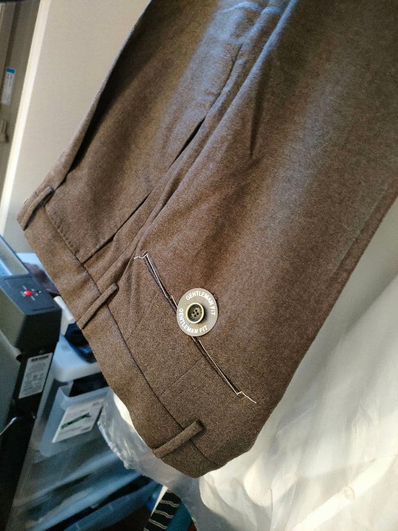 PT01ブラウン ワンタックフロント スラックス 44