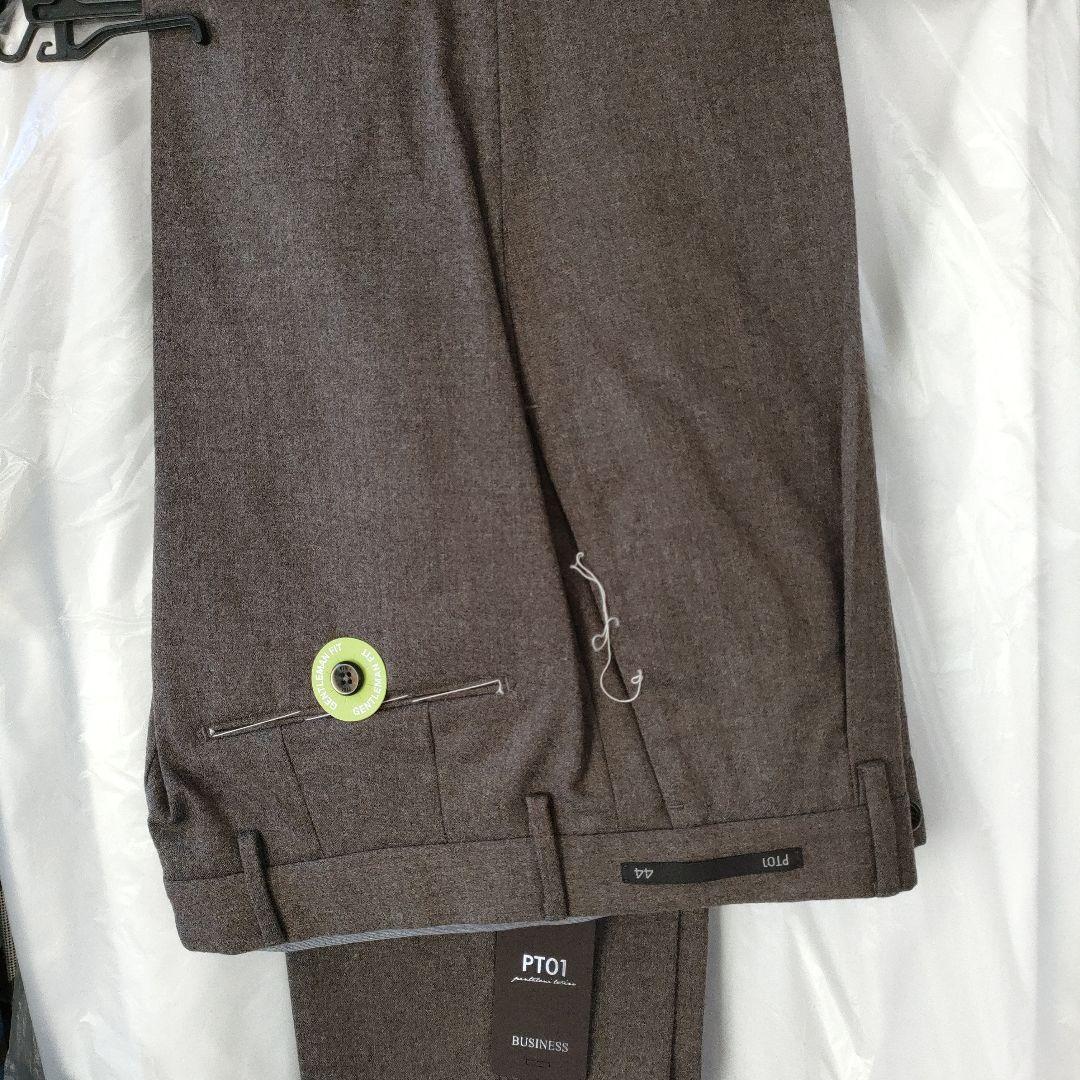 PT01ブラウン ワンタックフロント スラックス 44