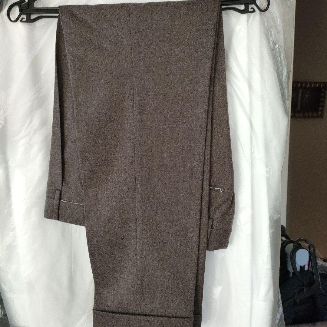 PT01ブラウン ワンタックフロント スラックス 44