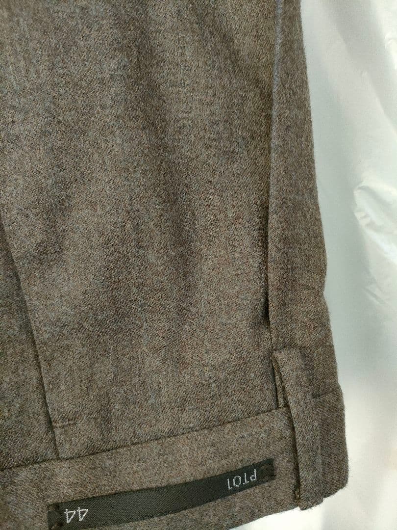 PT01ブラウン ワンタックフロント スラックス 44