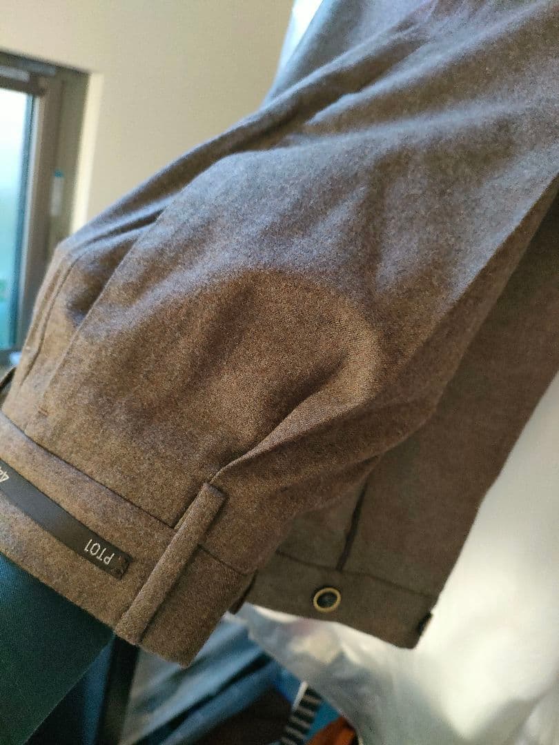 PT01ブラウン ワンタックフロント スラックス 44