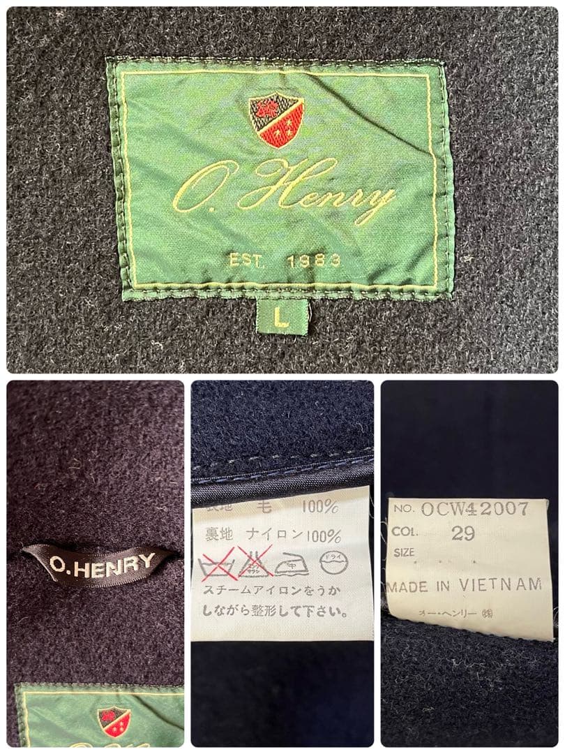 【美品】O.Henry オーヘンリー　ヘリンボーンウール　ロングダッフルコート