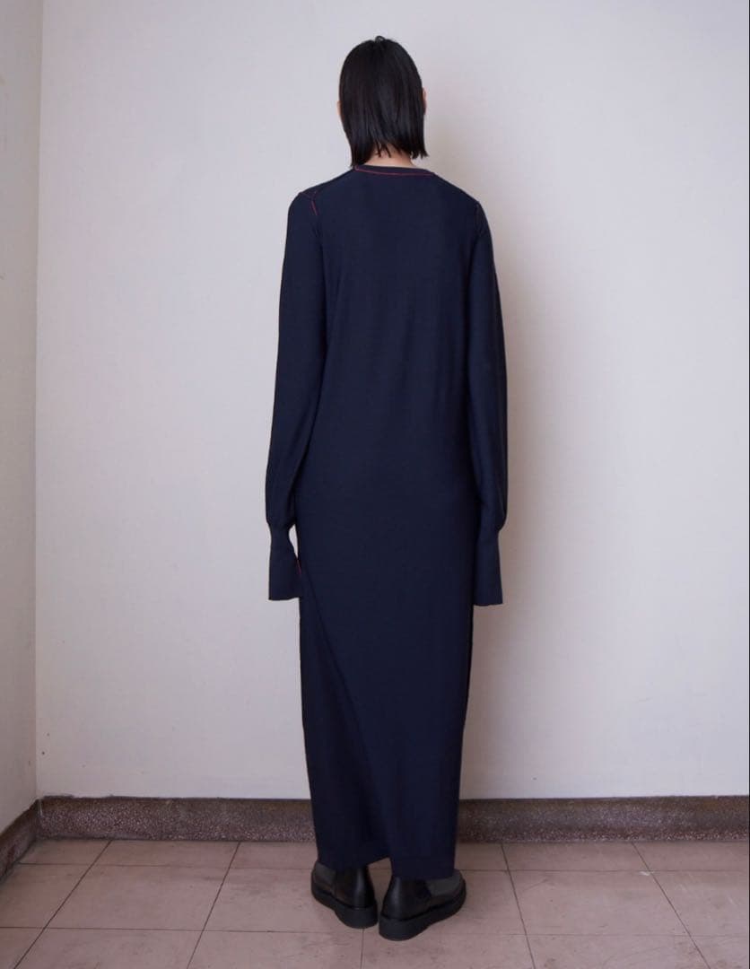 ENOF ロングニットドレス ネイビー L