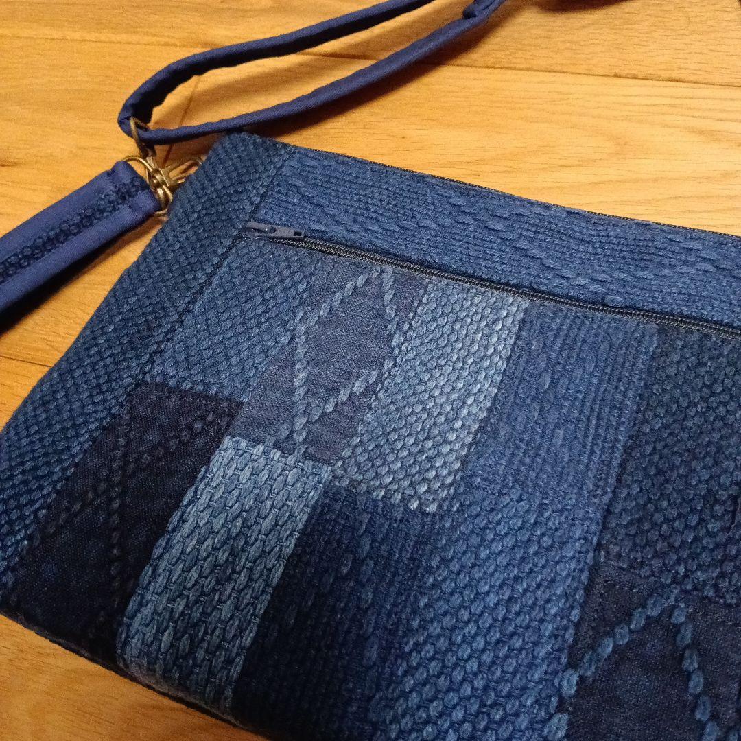 古布藍染木綿二重剣道着　ショルダーバッグ　ハンドメイド