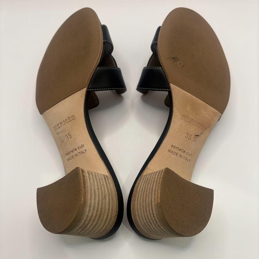 エルメス HERMES オアジス レザー ミュール ブラック サイズ35