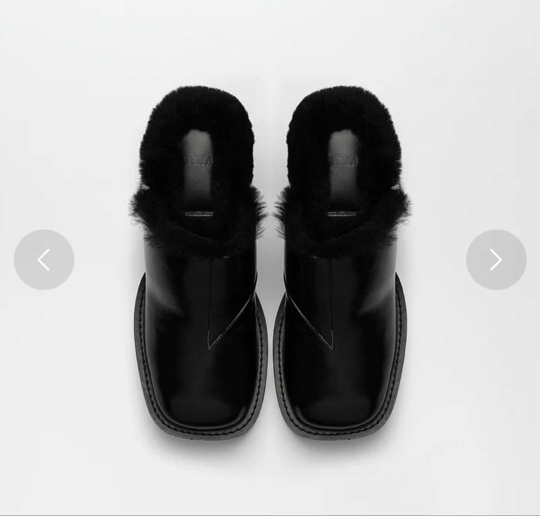 ALM VIVLOS LEATHER MULES （Fur Black）36