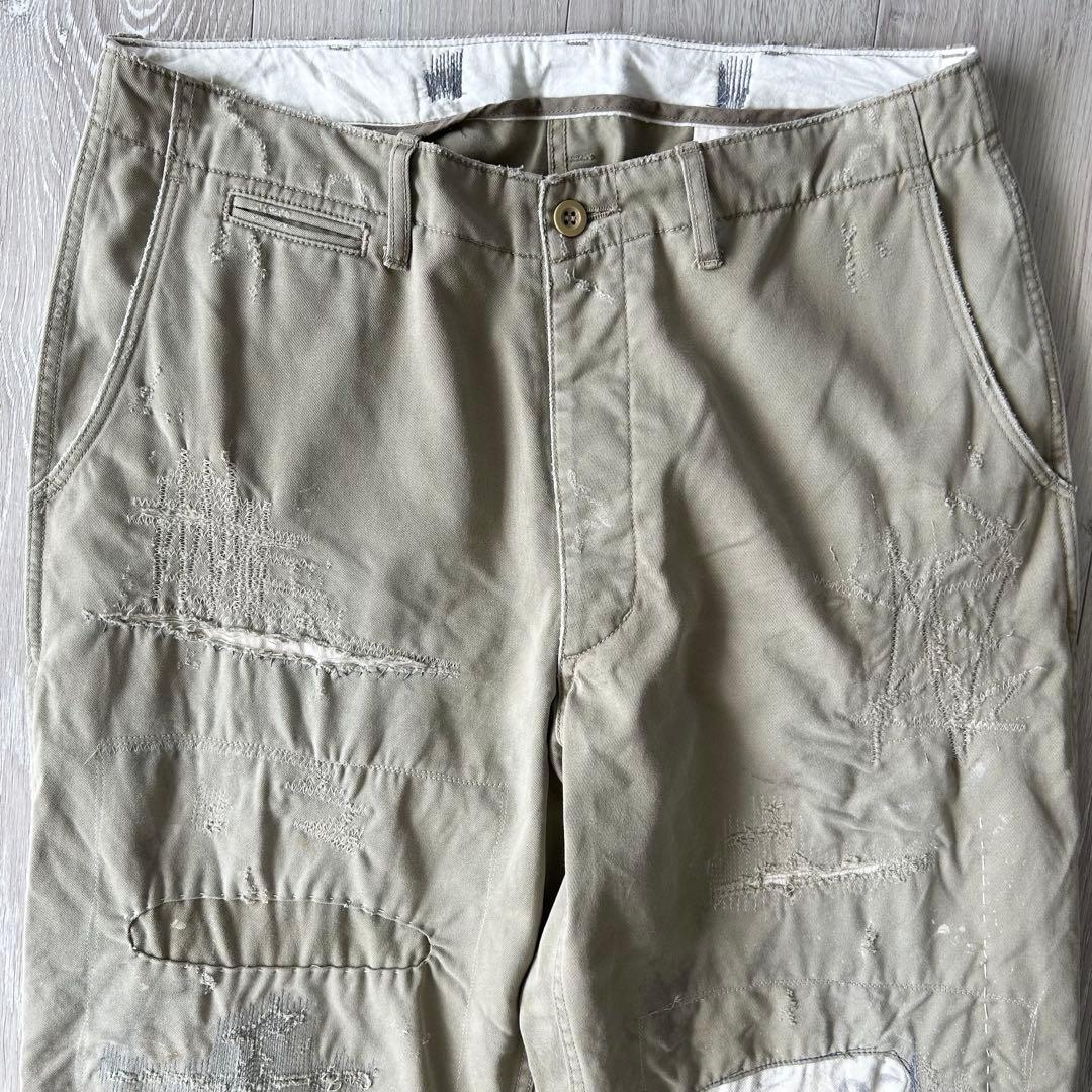 ジャーナルスタンダードラックス ビッグチノ チノパン M ベージュ ダメージ加工