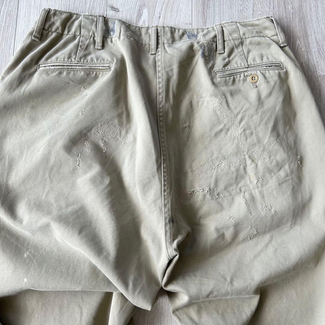 ジャーナルスタンダードラックス ビッグチノ チノパン M ベージュ ダメージ加工