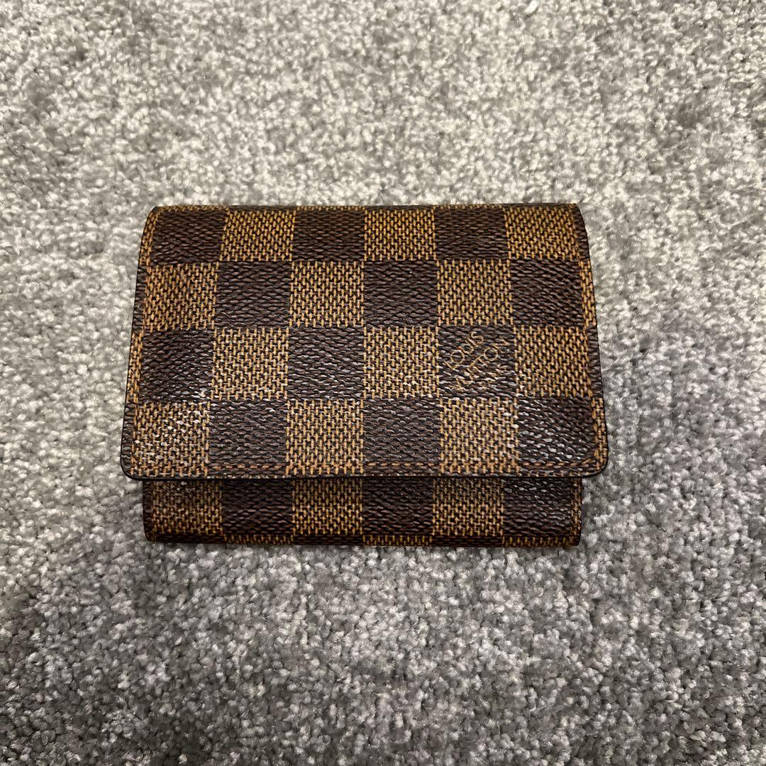 ダミエパターン レザー名刺入れ