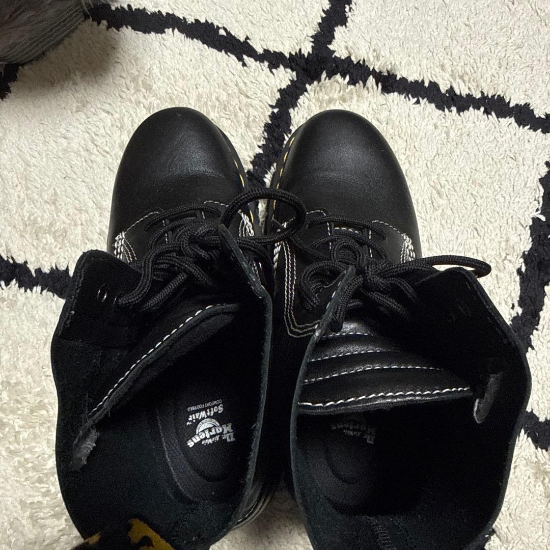 【美品】ドクターマーチンレザー 厚底 ブーツ ホワイトステッチ