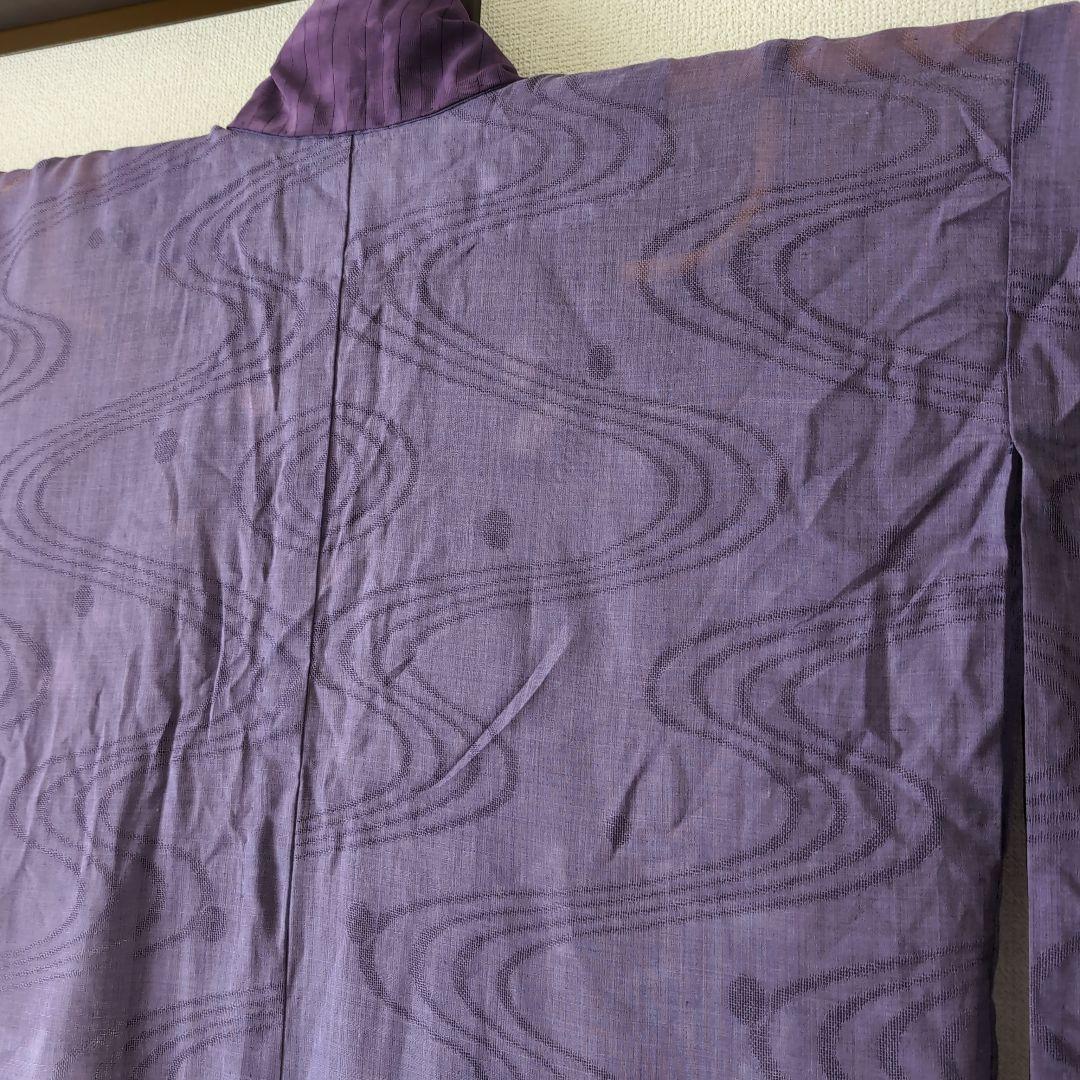 本麻　洗える長襦袢　カラー襦袢　居敷当て付き　パープル　紫　リサイクル　管ka1