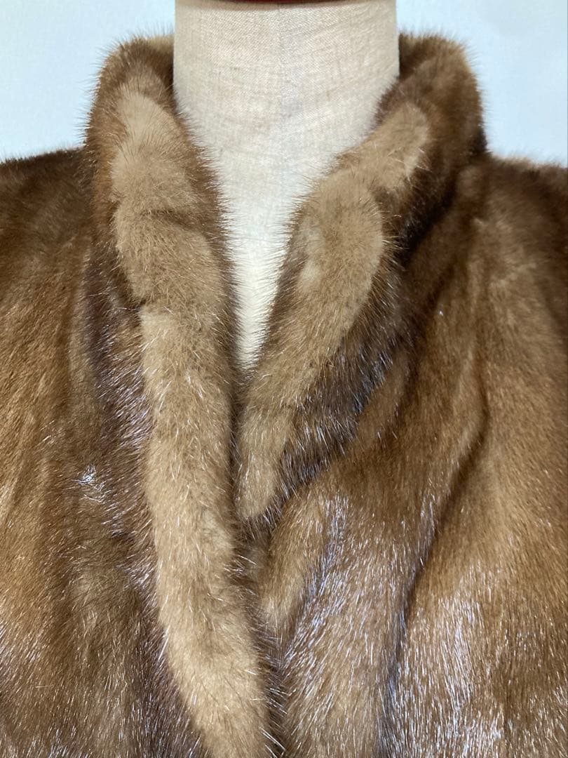 ブラウン ミンク毛皮コート オーバーサイズ
