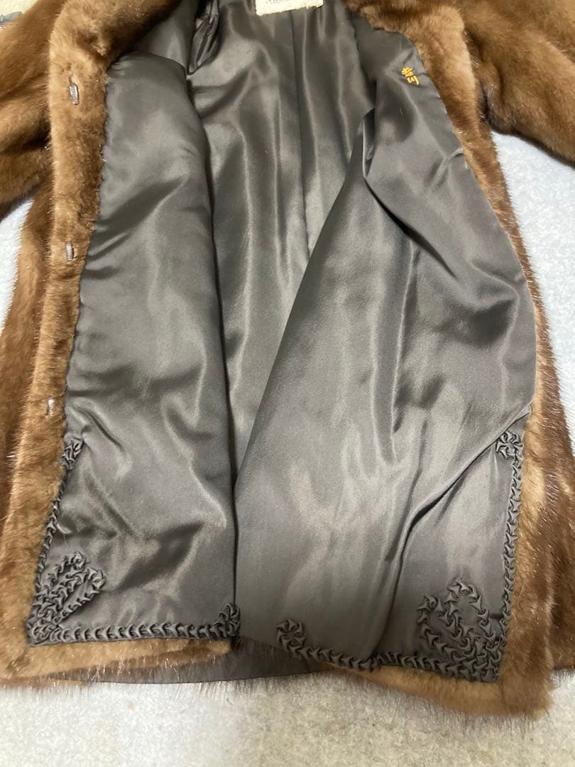 ブラウン ミンク毛皮コート オーバーサイズ