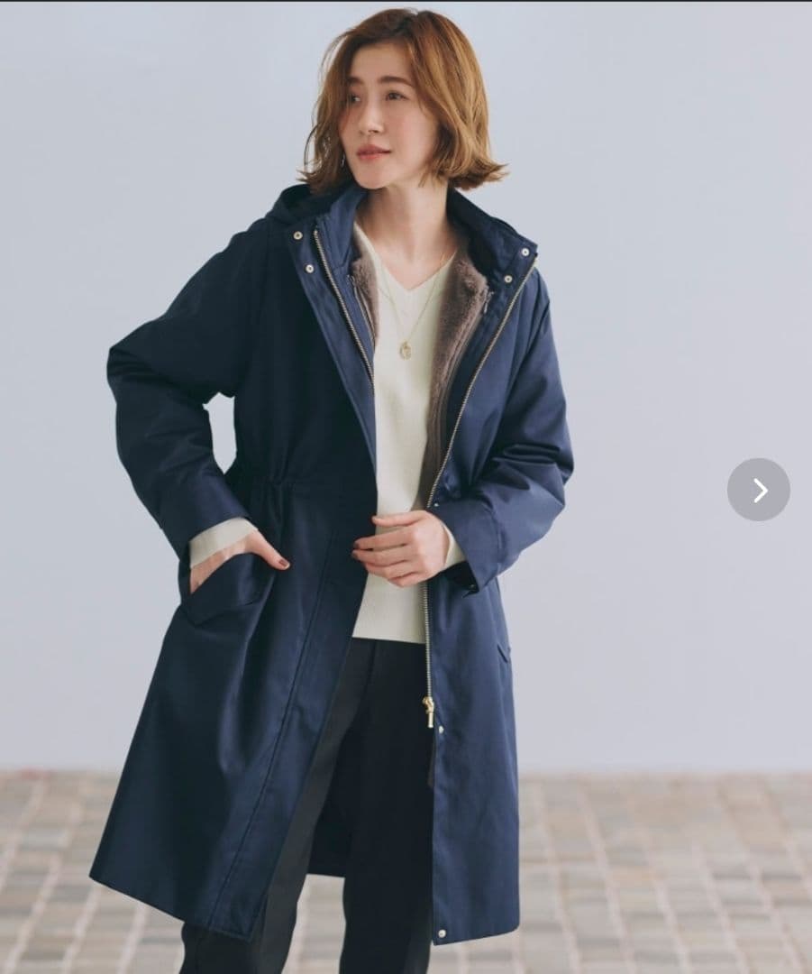 ネイビー　撥水　4way　フェイクファーライナー　ロング　マンパ