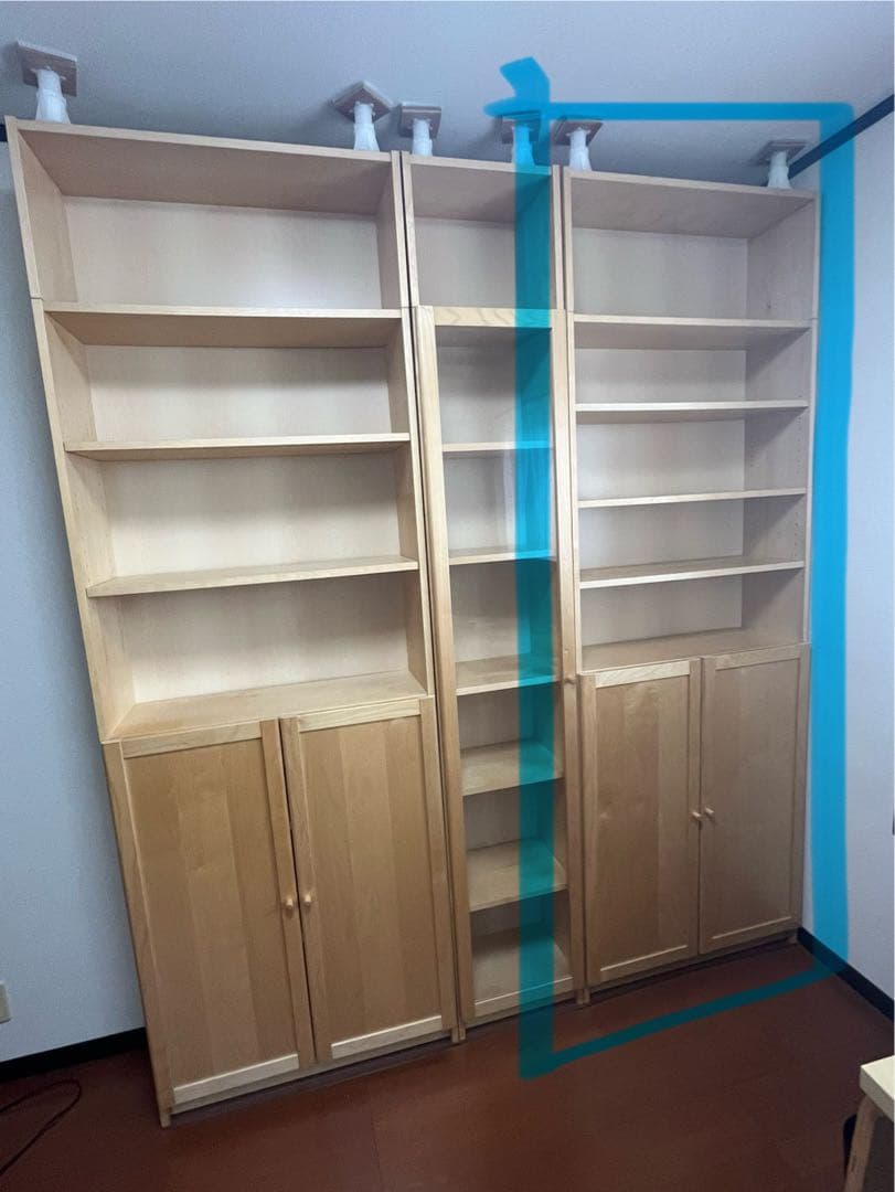 送料無料 イケア BILLY 本棚 扉付き　80×237×30 右ユニット