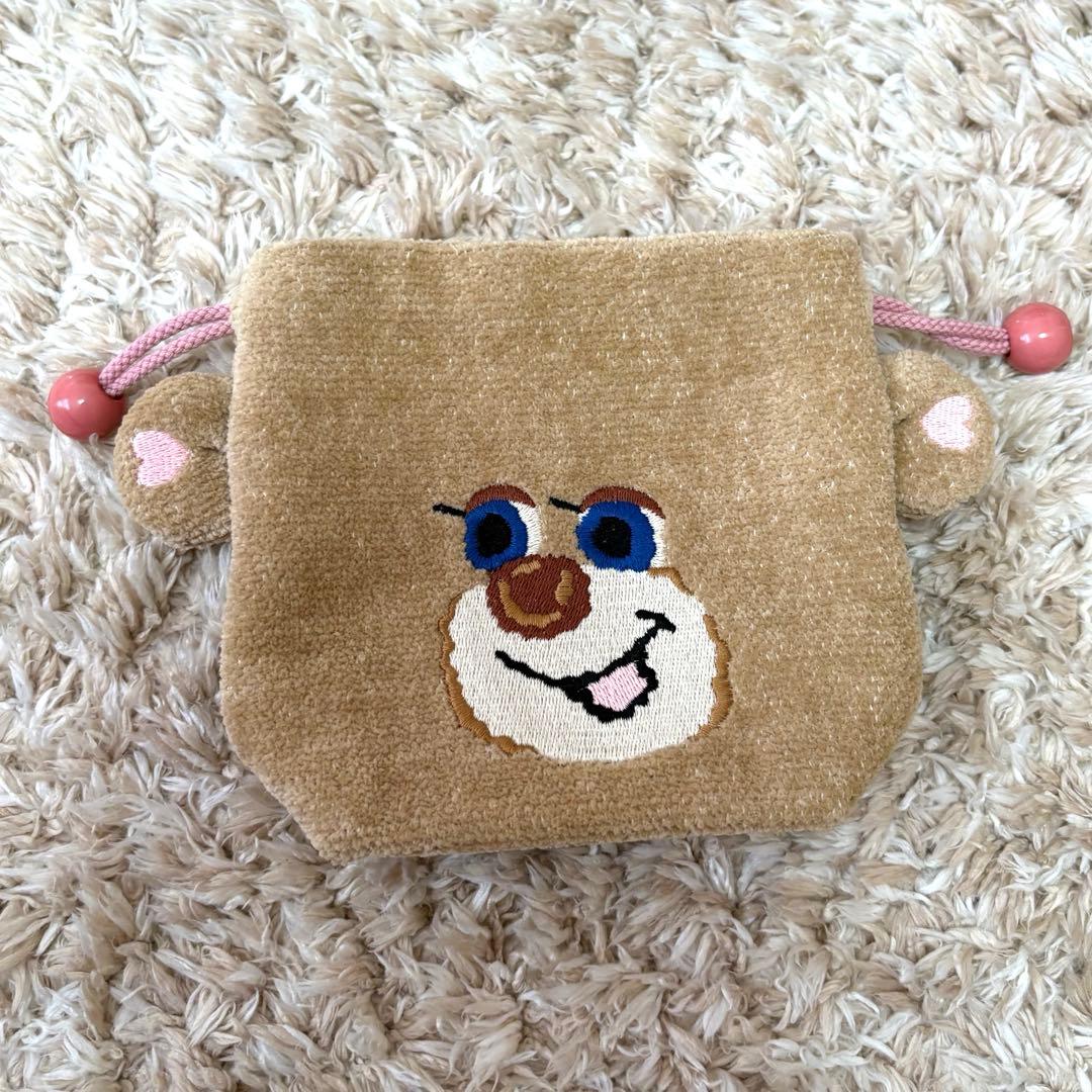 ドアップテディガール 耳付き巾着