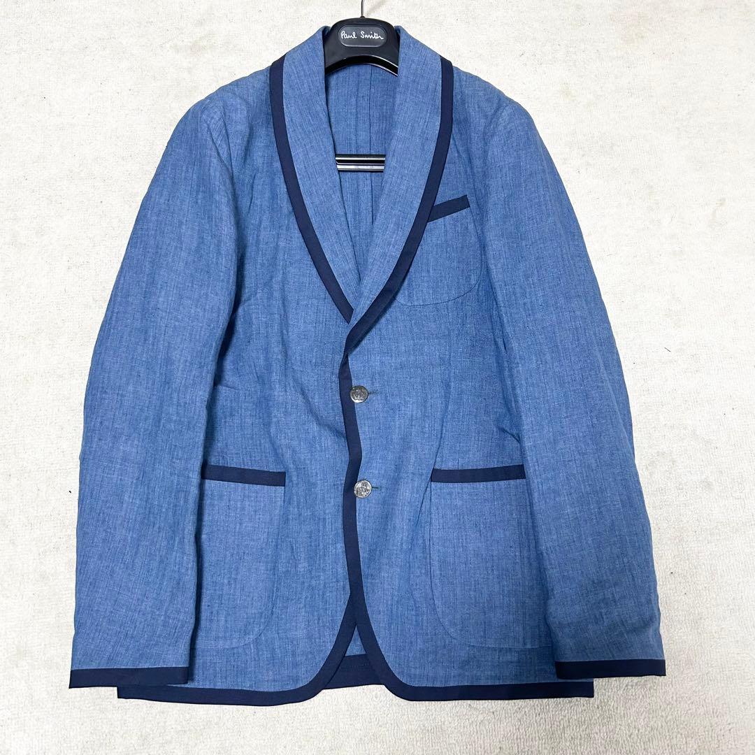 極美品　ラルディーニ　デニム調　テーラードジャケット　アンコンジャケット　リネン