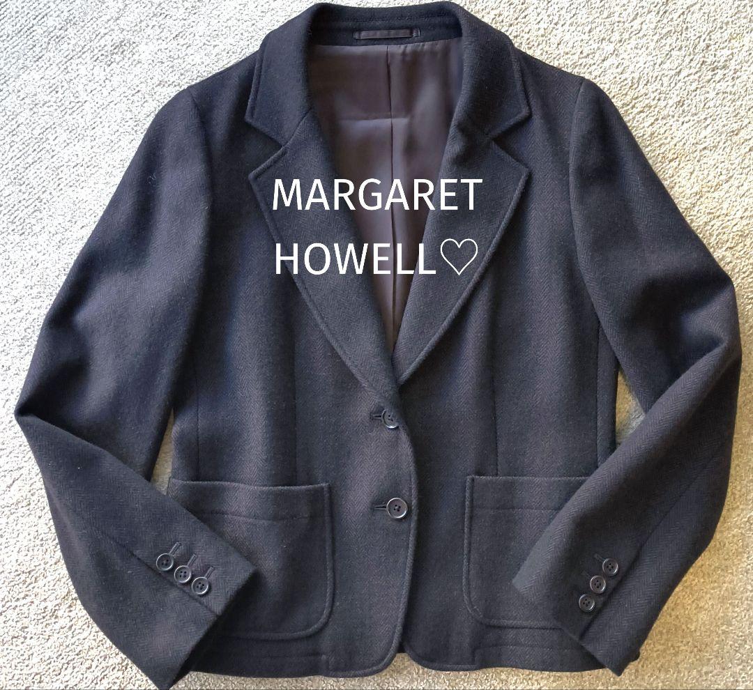 ​【美品】マーガレットハウエル ヘリンボーン ウールジャケット ブラウン M