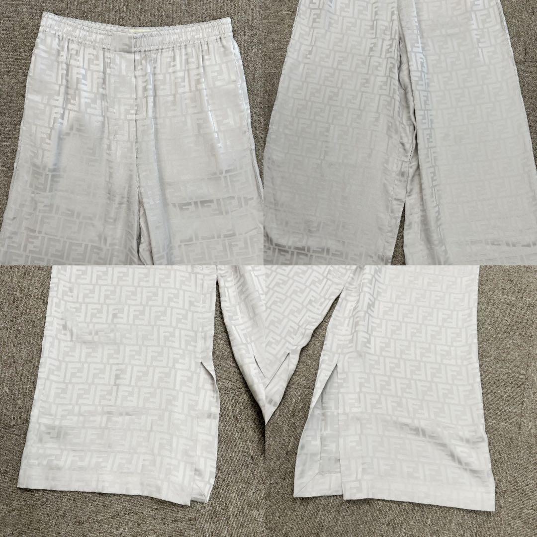 FENDI フェンディ　ズッカ　23年　シルク　パンツ　３８　M　グレー