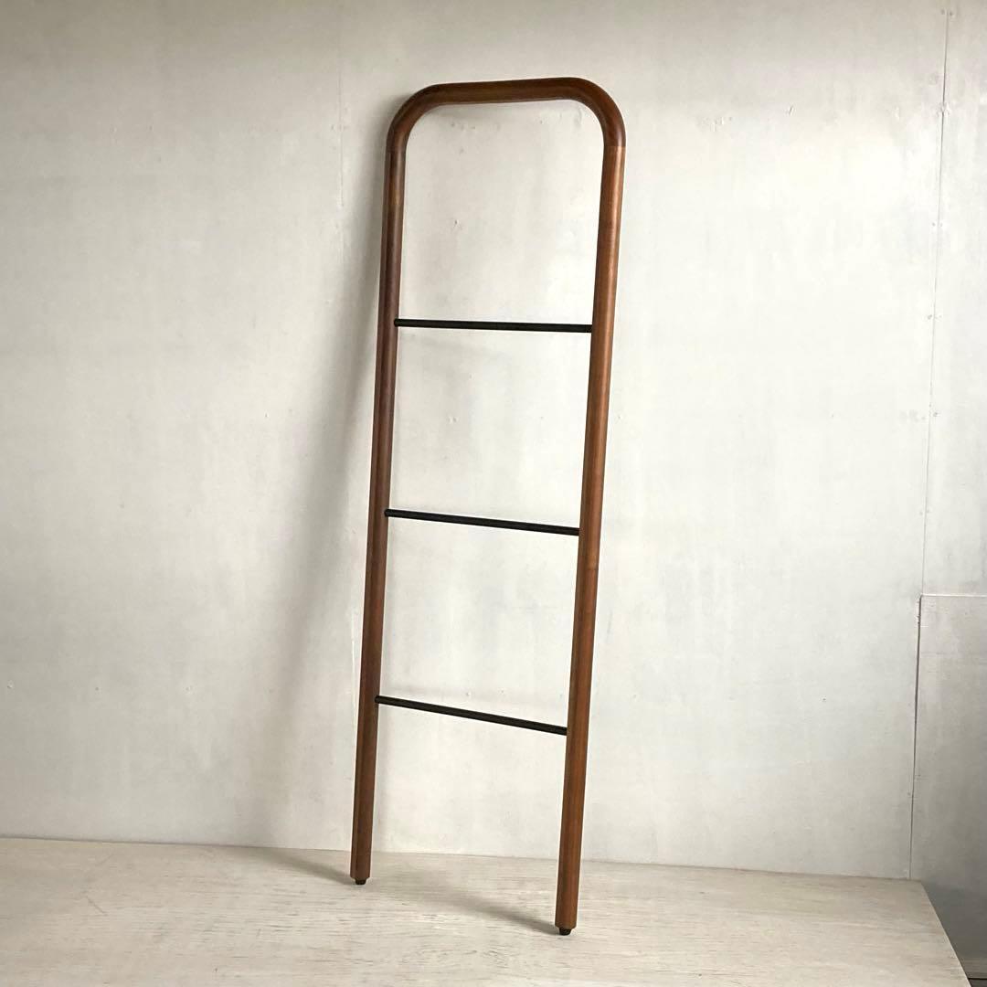 古い木製 ウォールナット×アイアン ハンガーラック ラダーハンガー タオル掛け