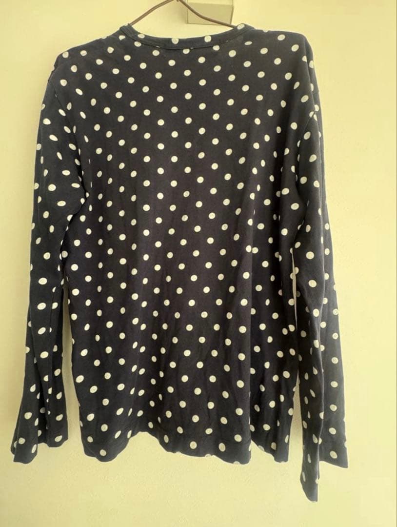 PLAY COMME des GARCONS Mネイビー ドット柄 長袖Tシャツ