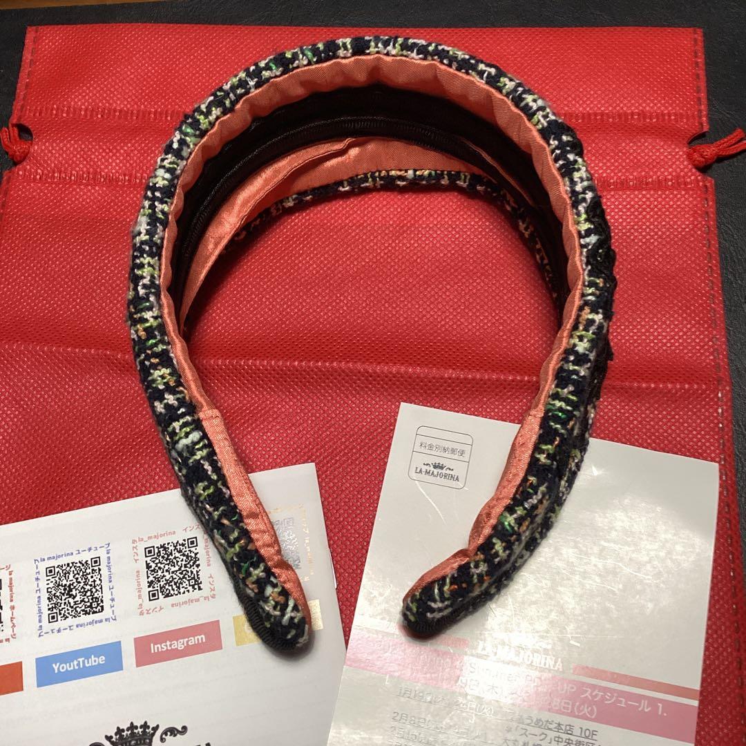 ラマジョリーナ　ブラックピンク　カチューシャ　ツイード
