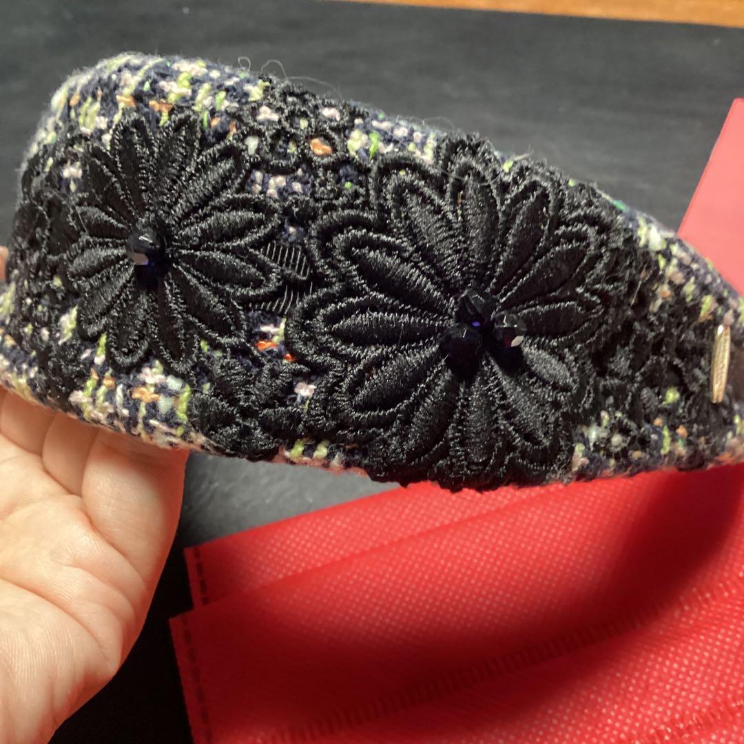 ラマジョリーナ　ブラックピンク　カチューシャ　ツイード