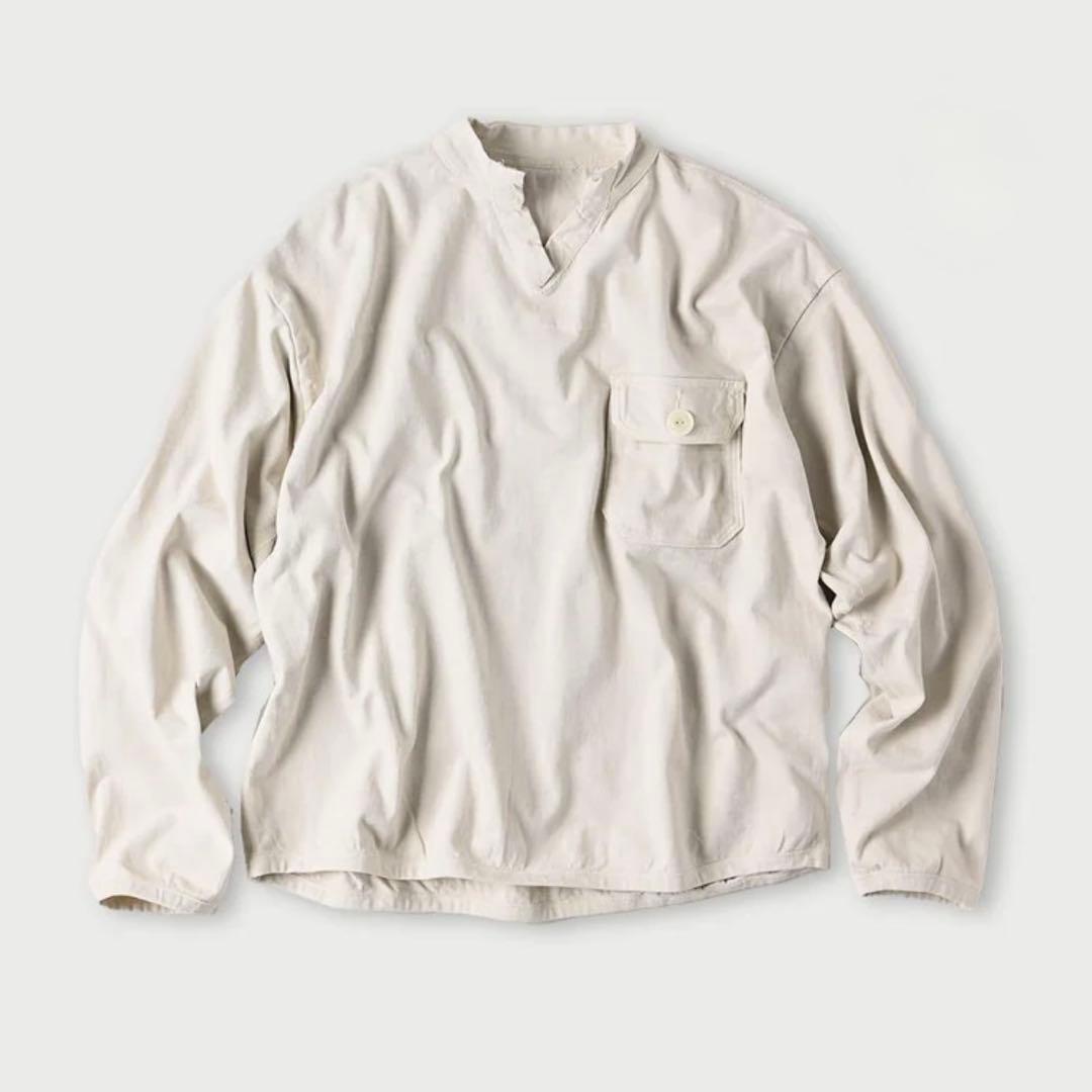 45R　現行　でこぼこ天竺の908アウターTシャツ　刺繍入　アンティークホワイト