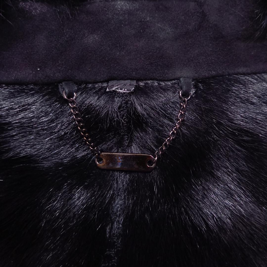 豪華✨リアルレザー＆リアルファー ベルテッドコート ゴートレザー ブラック