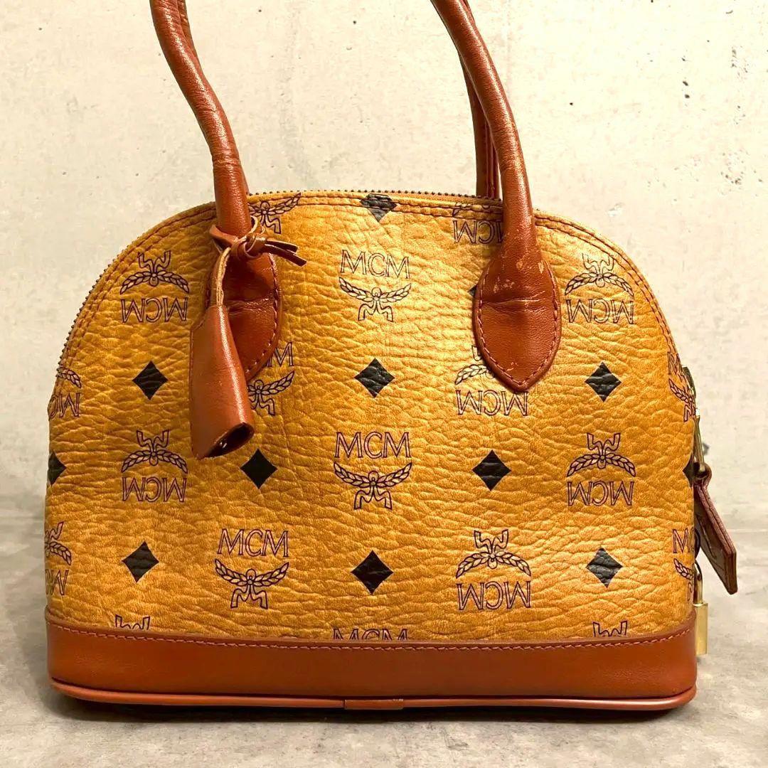 MCM ハンドバッグ ミニボストン ヴィセトス ブラウン 総柄 PVC