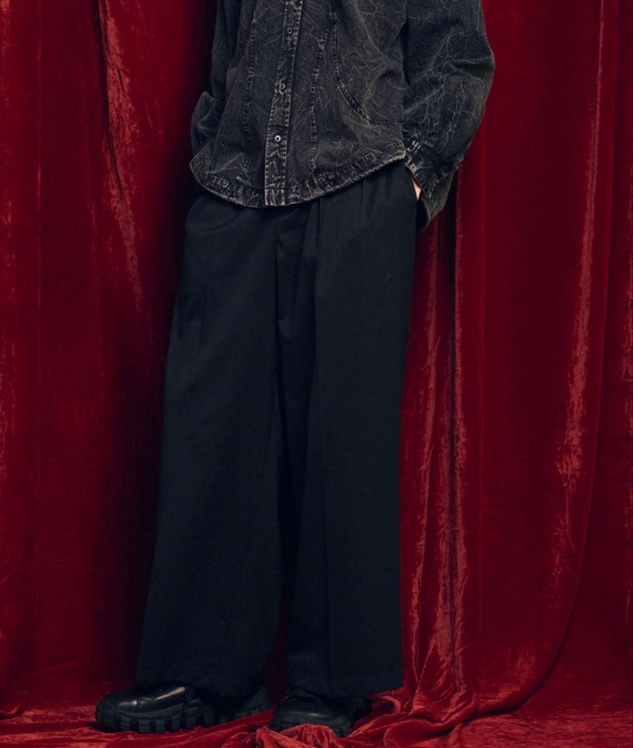 タグあり メゾンスペシャル ウールミックスコンティニュアスツータックワイドパンツ