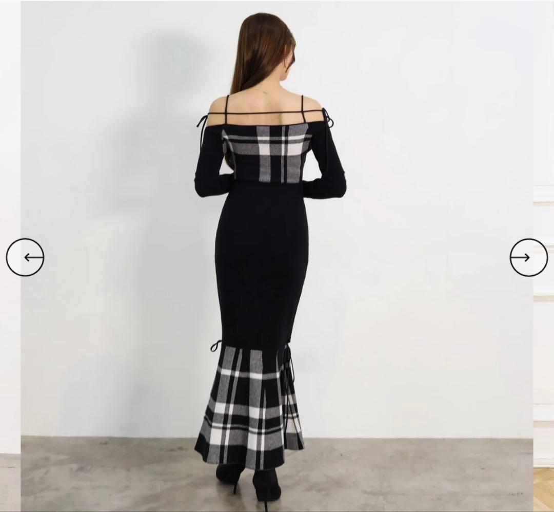 randy/String core plaid dress/ロングワンピース