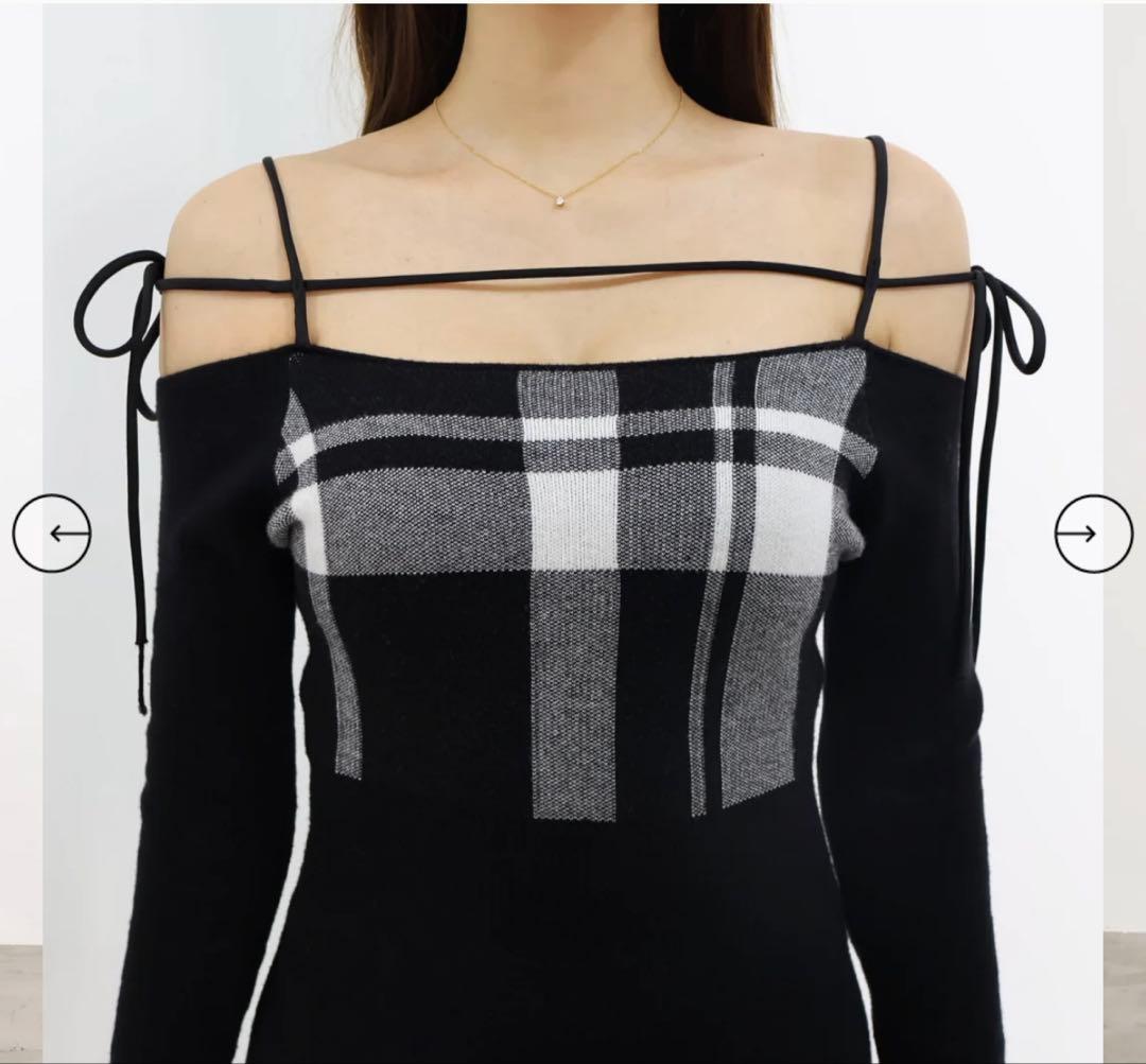 randy/String core plaid dress/ロングワンピース