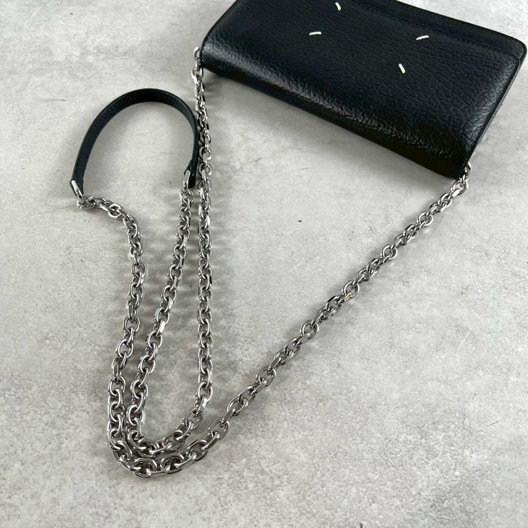 【未使用級】メゾンマルジェラ チェーンショルダーウォレット 4ステッチ フラップ