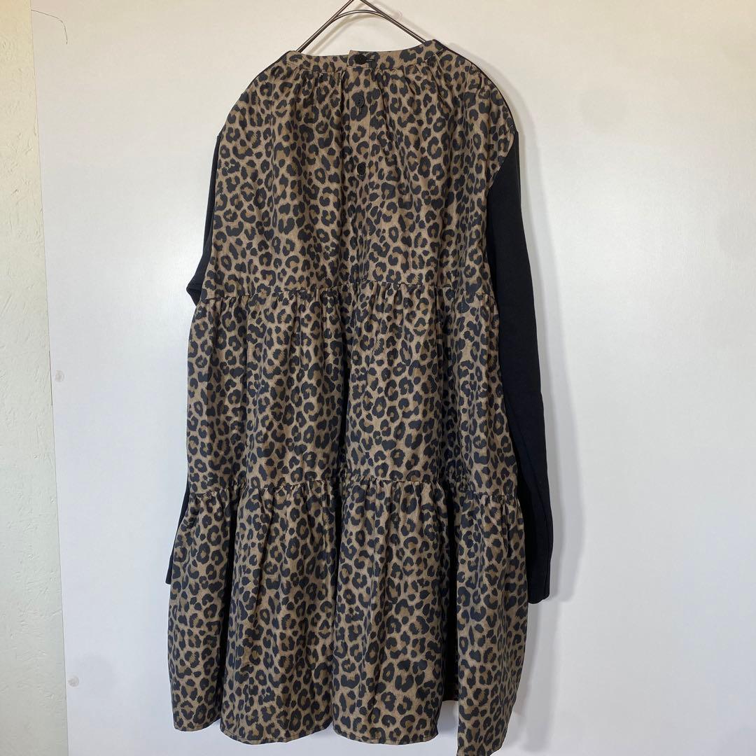 ま*ん様 新品ビアズリーBEARDSLEY レオパード柄ティアードチュニックフリ