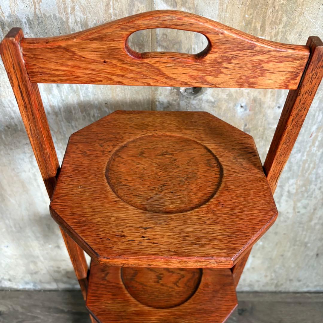 英国アンティーク　ケーキスタンド　アフタヌーンティー　折り畳み　ヴィンテージ