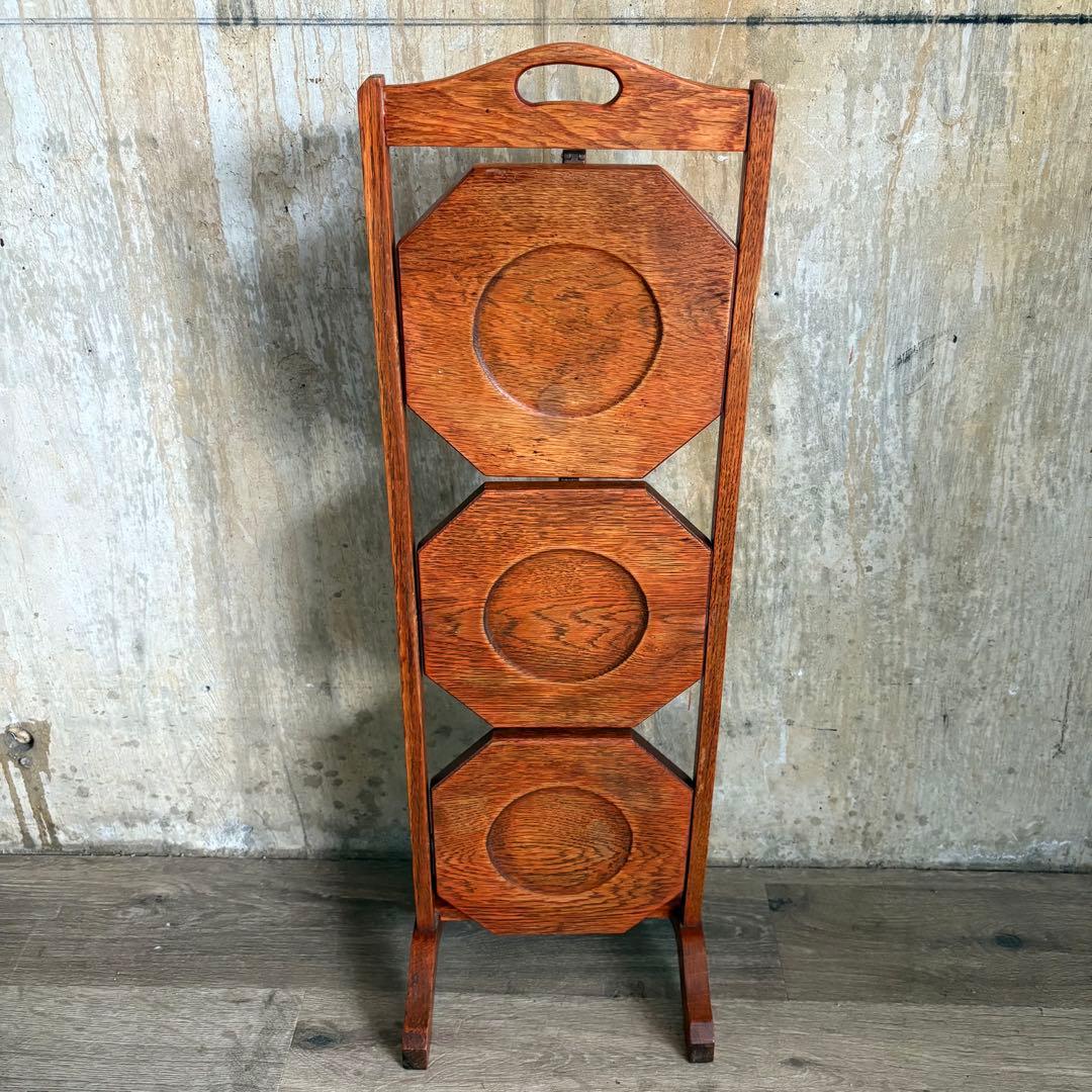 英国アンティーク　ケーキスタンド　アフタヌーンティー　折り畳み　ヴィンテージ