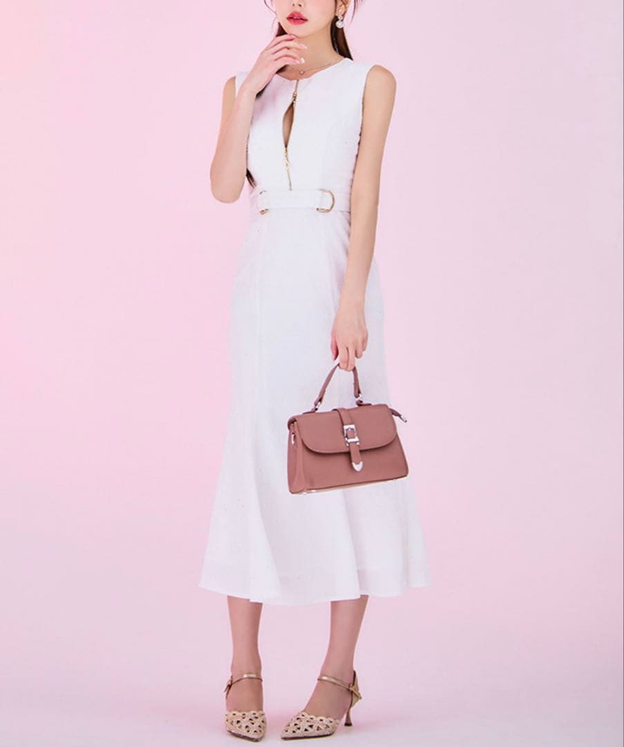 ラメジップアップマーメイドミディアムドレス