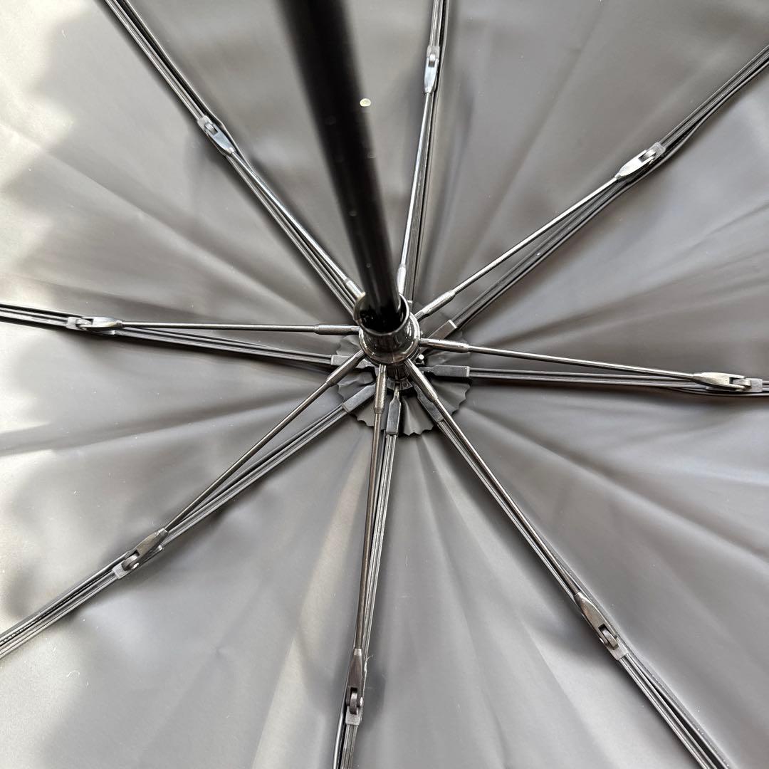 サンバリア100 折りたたみ日傘 2段折フリル / フロストグレー　木曲がり手元