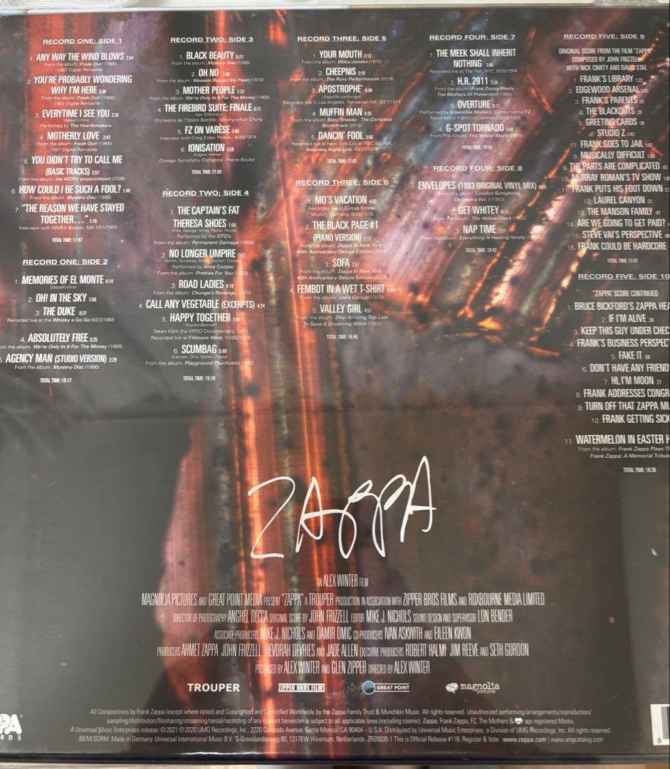 Frank Zappa 「Zappa (OST)(5LP)」新品未開封
