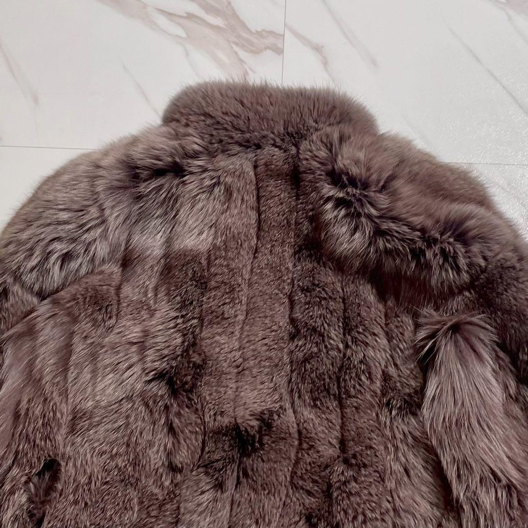 【13号】フォックス リアルファー コート SAGA FOX 毛皮 パープル系