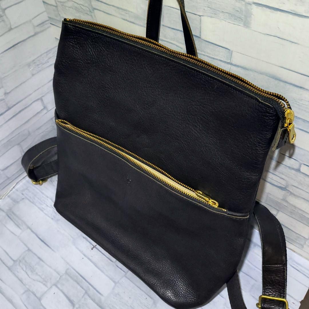 コ*ア様 極美品　AGILITY ウォレットバック　リュック　ブラック　レザー