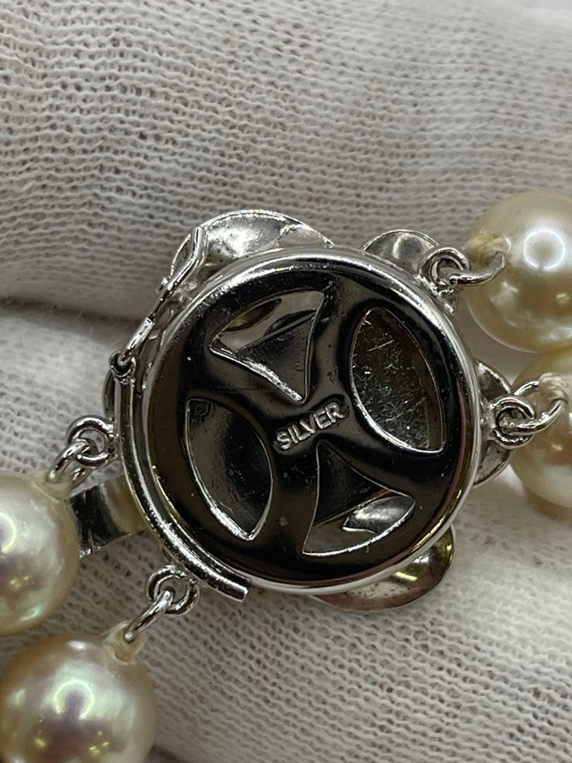 あこや真珠silverネックレス　2連　本真珠　パール　8mm