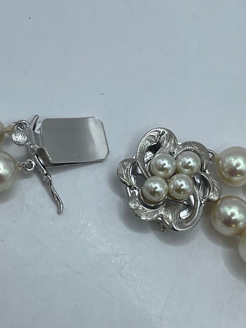 あこや真珠silverネックレス　2連　本真珠　パール　8mm