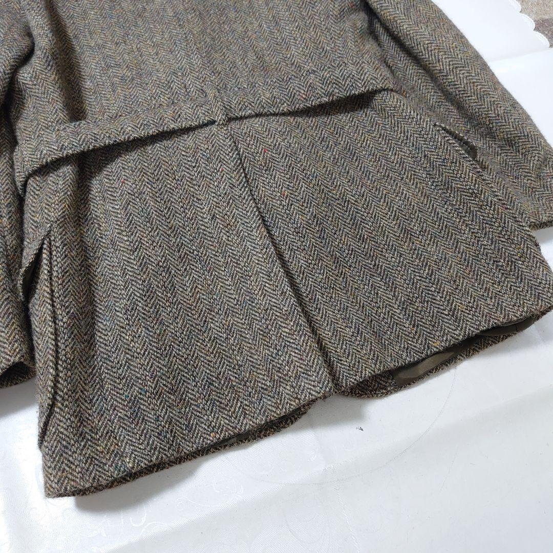 ハリスツイード テーラードジャケット ヘリンボーン くるみボタン 38