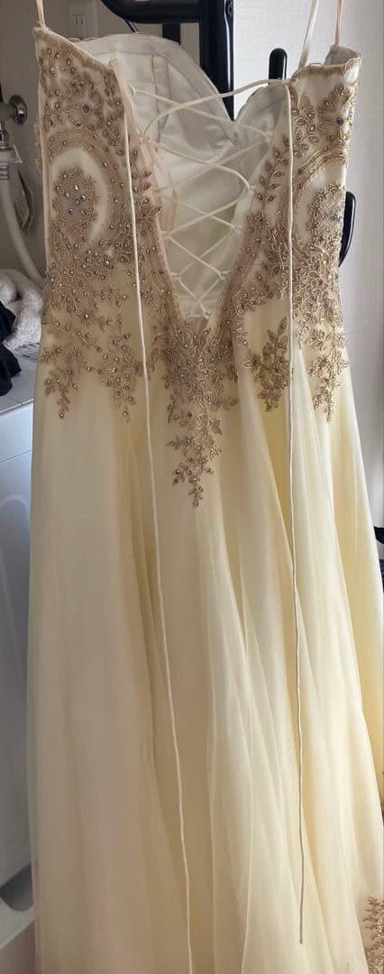 sugar ビーズ刺繍 Aラインドレス ゴールド